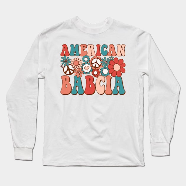 Retro Groovy American Babcia Matching Family 4th of July Long Sleeve T-Shirt by BramCrye